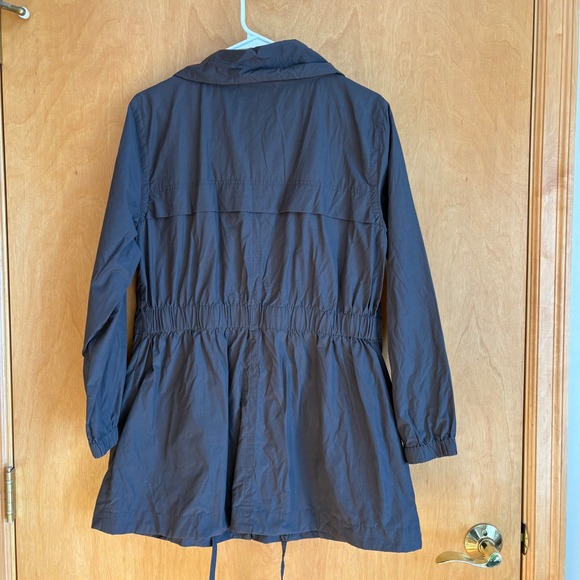 Eileen Fisher Charcoal Gray Lightweight Drawstring Hooded Anorak Jacket XS - Picture 9 of 12